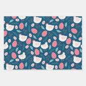 Eieren en kippen van het paashok inpakpapier vel (Voorkant 3)