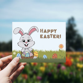 Eieren en konijn - Happy Easter Briefkaart