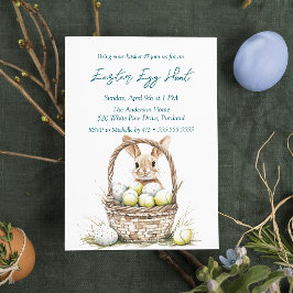 Eieren en konijntje in Basket Easter Egg Hunt Kaart