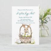 Eieren en konijntje in Basket Easter Egg Hunt Kaart (Staand voorkant)