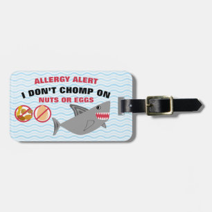 Eieren en Nut Allergy Alert Shark for Medical Kit Bagagelabel