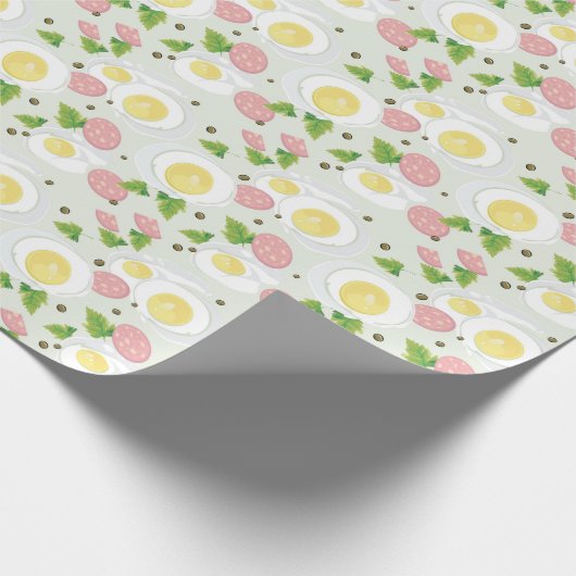 Eieren en worst Patroon Cadeaupapier (Hoek)