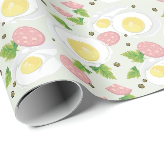 Eieren en worst Patroon Cadeaupapier (Rol Hoek)