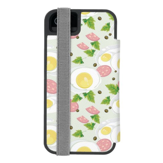 Eieren en worst Patroon Incipio iPhone Portemonnee Hoesje (Agenda Achterkant)