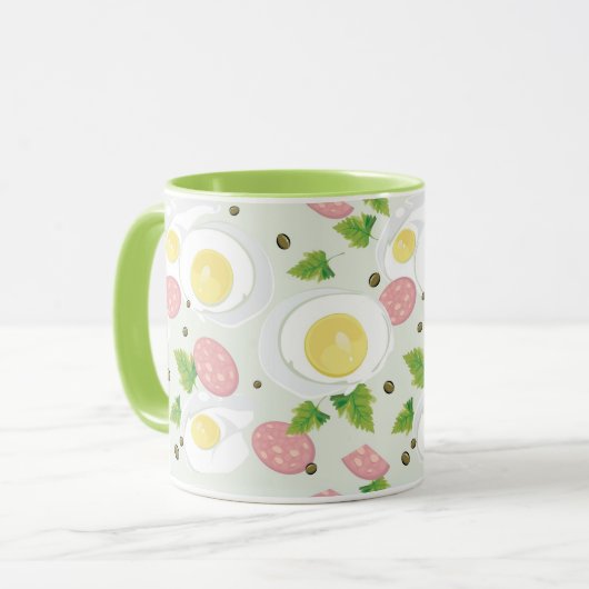 Eieren en worst Patroon Mok (Voorkant links)