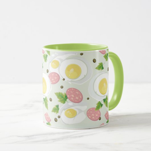 Eieren en worst Patroon Mok (Voorkant rechts)