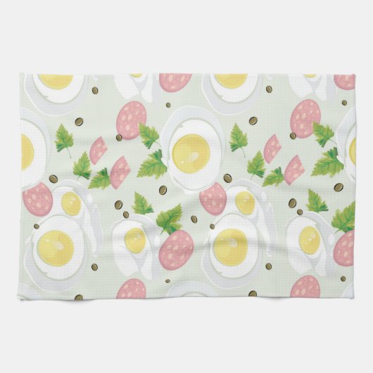 Eieren en worst Patroon Theedoek (Horizontaal)