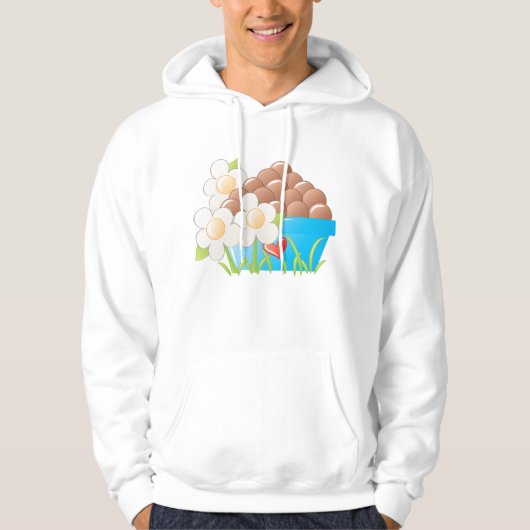 Eieren in blauwe kom met bloemen en hart hoodie (Voorkant)