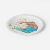 Eieren in blauwe kom met bloemen en hart papieren bordje (Gekanteld)