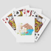 Eieren in blauwe kom met bloemen en hart pokerkaarten (Achterkant)