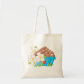 Eieren in blauwe kom met bloemen en hart tote bag (Voorkant)