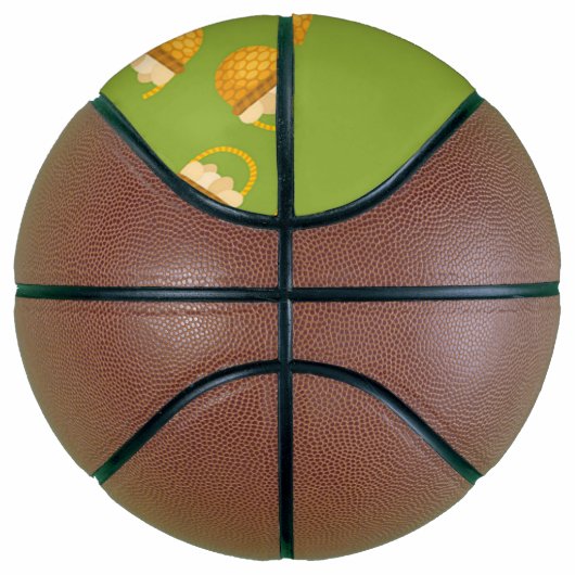 Eieren in bruine mand op groen basketbal (Rechts)