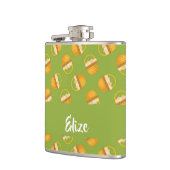 Eieren in bruine mand op groen heupfles (Links)