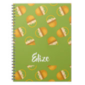 Eieren in bruine mand op groen notitieboek (Voorkant)