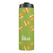 Eieren in bruine mand op groen thermosbeker (Voorkant)