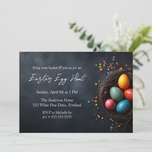 Eieren in de Nest Blue Easter Egg Hunt Kaart (Staand voorkant)