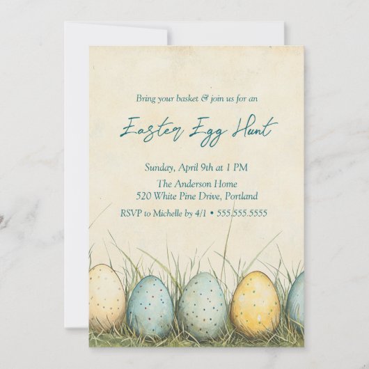 Eieren in het gras Easter Egg Hunt Kaart (Voorkant)