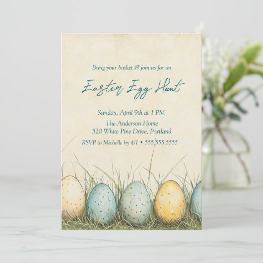 Eieren in het gras Easter Egg Hunt Kaart (Staand voorkant)