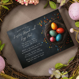 Eieren in nest paasbrunch en eierjacht kaart