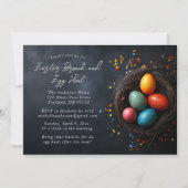 Eieren in nest paasbrunch en eierjacht kaart (Voorkant)