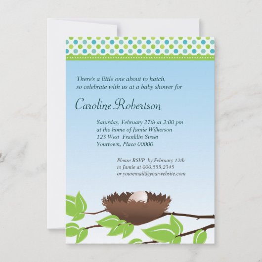 Eieren in vogels Nest Baby shower Invitation Kaart (Voorkant)