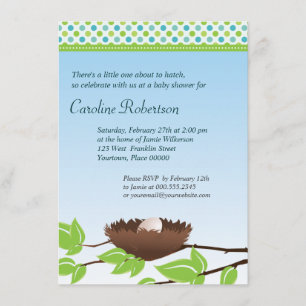 Eieren in vogels Nest Baby shower Invitation Kaart