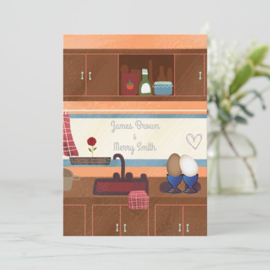 Eieren Keukenruitjes Roodbloem Heart Weddenschap Kaart (Staand voorkant)