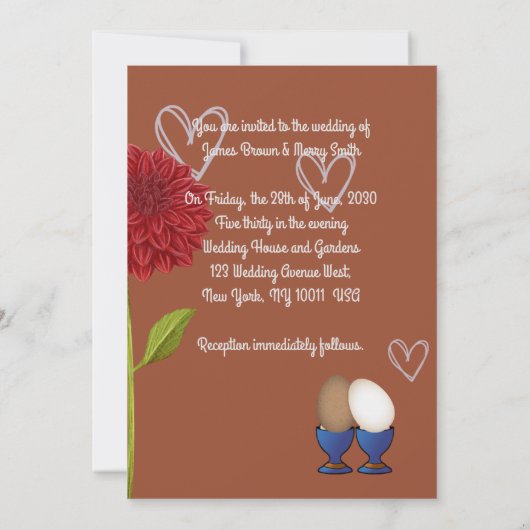 Eieren Keukenruitjes Roodbloem Heart Weddenschap Kaart (Achterkant)