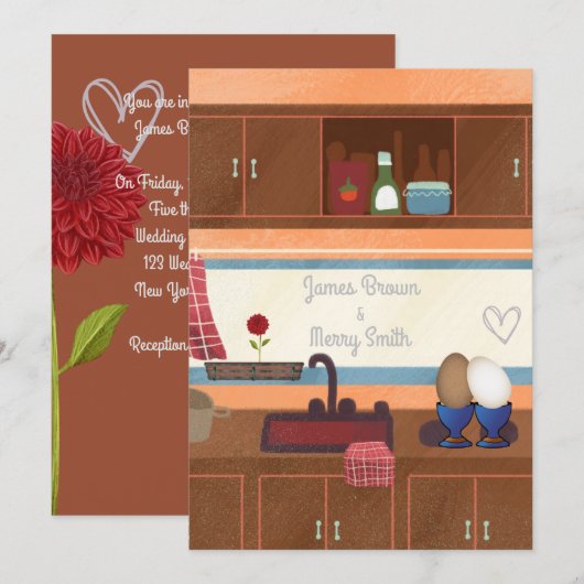 Eieren Keukenruitjes Roodbloem Heart Weddenschap Kaart (Voorkant / Achterkant)