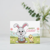 Eieren, konijn en kuiken - Happy Easter Briefkaart (Staand voorkant)