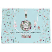 Eieren Konijntje Wildbloemen Gepersonaliseerd Blau Groot Cadeauzakje (Voorkant)