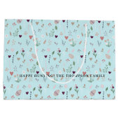 Eieren Konijntje Wildbloemen Gepersonaliseerd Blau Groot Cadeauzakje (Achterkant)