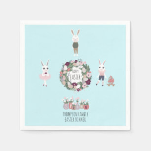  Eieren Konijntje Wildbloemen Gepersonaliseerd Pas Servet