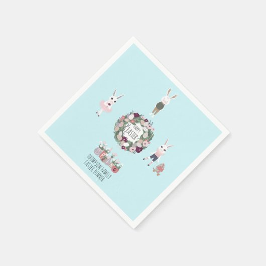 Eieren Konijntje Wildbloemen Gepersonaliseerd Pas Servet (Hoek)