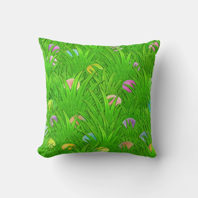 Eieren met kleur in Grass Pillow Kussen (Voorkant)