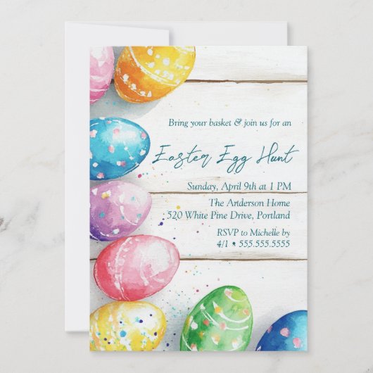 Eieren op houten vloer paaseieren jacht kaart (Voorkant)