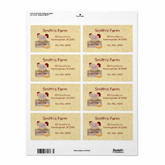 Eieren, op maat gesneden etiket (Full Sheet)