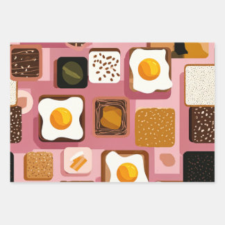 Eieren op Toast Patroon – Leuke Ontbijt Eten Illus Inpakpapier Vel