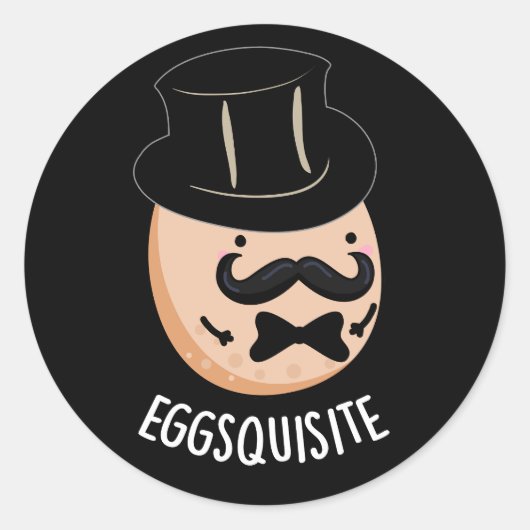 Eieren-quise Funny Exquise Egg Pun Dark BG Ronde Sticker (Voorkant)