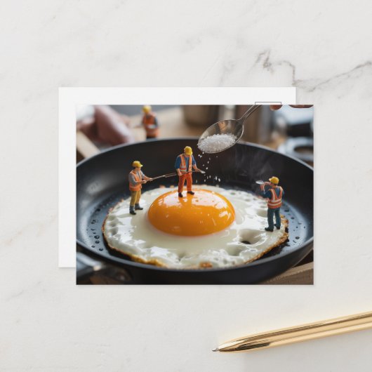 Eieren repareren Grappige Bouwvakkers Briefkaart (Voorkant / Achterkant in situ)