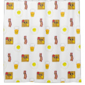 Eieren, spek en wafels Funny Food Cartoons Douchegordijn (Voorkant)