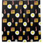 Eieren, spek en wafels Funny Food Cartoons Douchegordijn (Voorkant)