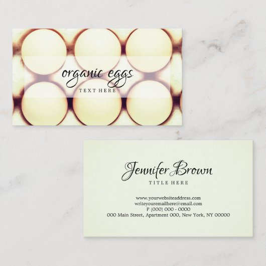 Eieren van boerderijen van kippen met brandmerk visitekaartje (Voorkant / Achterkant)