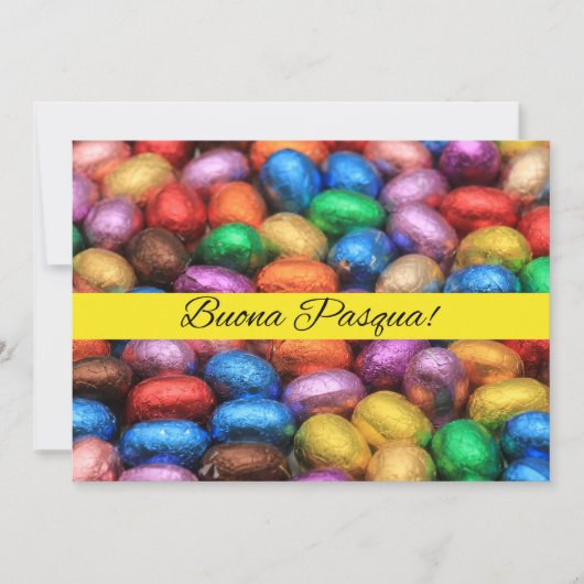 Eieren van de soort Buona Pasqua Chocolate Feestdagenkaart (Voorkant)