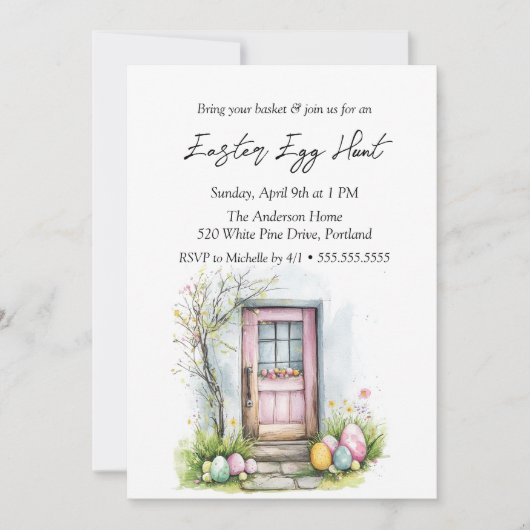 Eieren voor de deur Easter Egg Hunt Kaart (Voorkant)