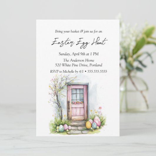 Eieren voor de deur Easter Egg Hunt Kaart (Staand voorkant)