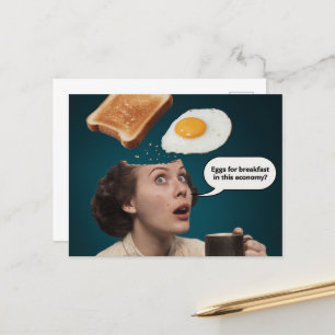 Eieren voor ontbijt, economie Vrouw Koffie Surreal Briefkaart