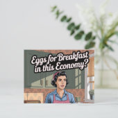 Eieren voor ontbijt in deze economie Retro Keuken Briefkaart (Staand voorkant)