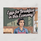 Eieren voor ontbijt in deze economie Retro Keuken Briefkaart (Voorkant)