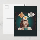 Eieren voor ontbijt in deze economie Retro Vrouw Briefkaart (Voorkant / Achterkant)